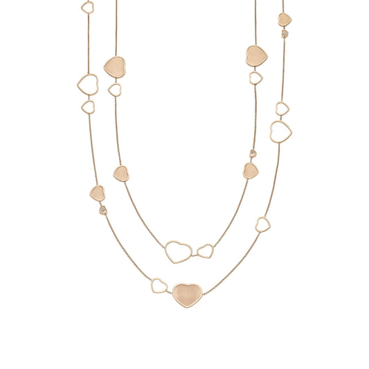 HAPPY HEARTS GOLDEN HEARTS SAUTOIR NECKLACE, ETHICAL ROSE GOLD, DIAMONDS 81A007-5021