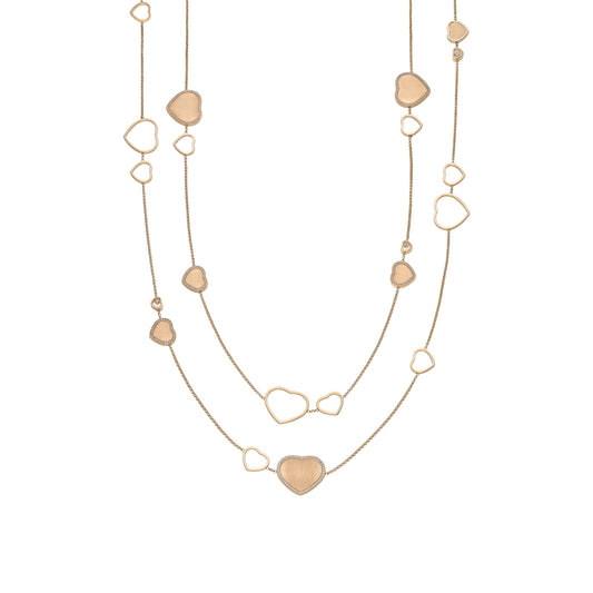 HAPPY HEARTS GOLDEN HEARTS SAUTOIR NECKLACE, ETHICAL ROSE GOLD, DIAMONDS 81A007-5921