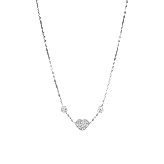 HAPPY HEARTS NECKLACE, ETHICAL WHITE GOLD, DIAMONDS 81A082-1009