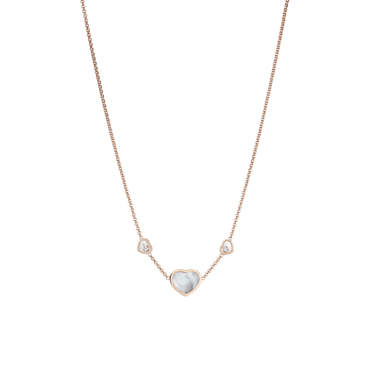 HAPPY HEARTS NECKLACE, ETHICAL ROSE GOLD, DIAMONDS, MOTHER-OF-PEARL 81A082-5301