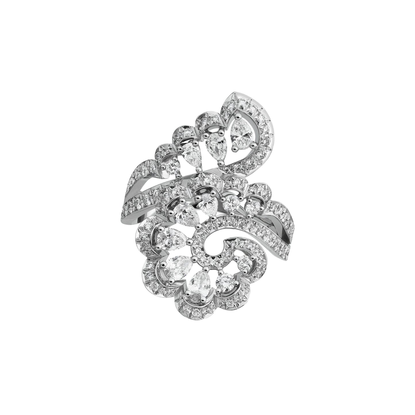 PRECIOUS LACE VAGUE RING, ETHICAL WHITE GOLD, DIAMONDS 828349-1010