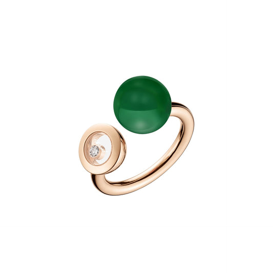 HAPPY DIAMONDS PLANET RING, ETHICAL ROSE GOLD, DIAMONDS, GREEN AGATE 82A619-5100