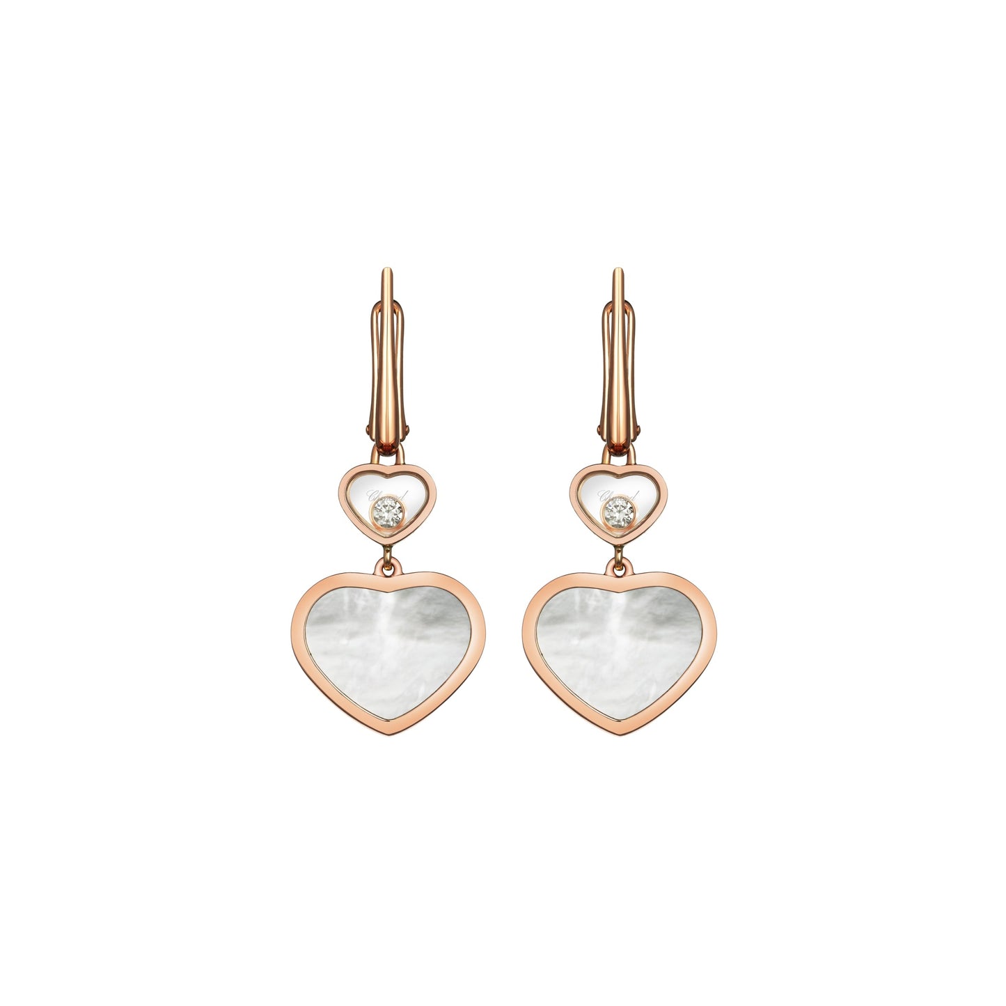 HAPPY HEARTS EARRINGS, ETHICAL ROSE GOLD, DIAMONDS, MOTHER-OF-PEARL 837482-5310