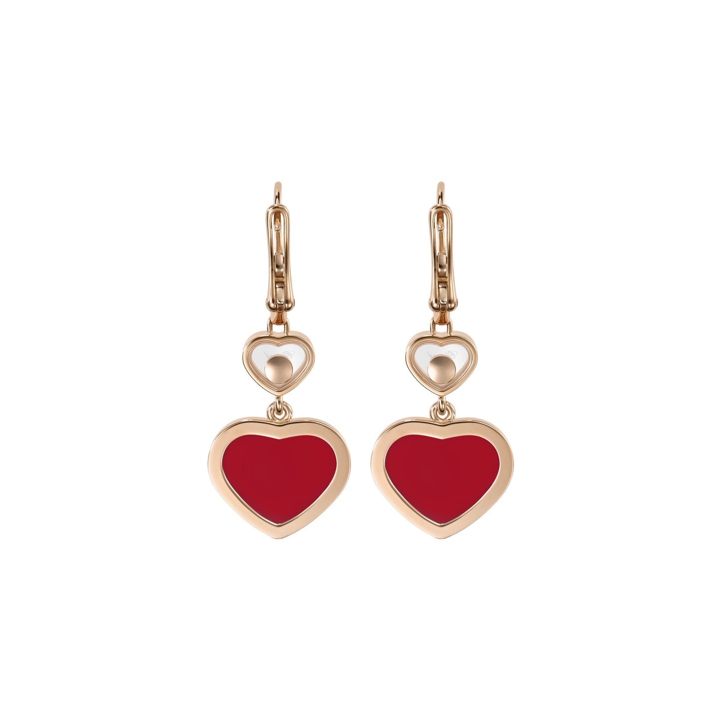 HAPPY HEARTS EARRINGS, ETHICAL ROSE GOLD, DIAMONDS, CARNELIAN 837482-5820