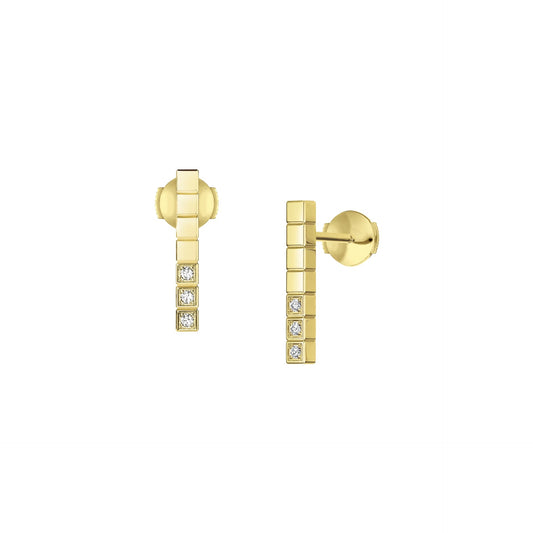 ICE CUBE EARRINGS, ETHICAL YELLOW GOLD, HALF-SET DIAMONDS 837702-0002