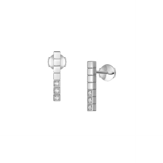 ICE CUBE EARRINGS, ETHICAL WHITE GOLD, HALF-SET DIAMONDS 837702-1002