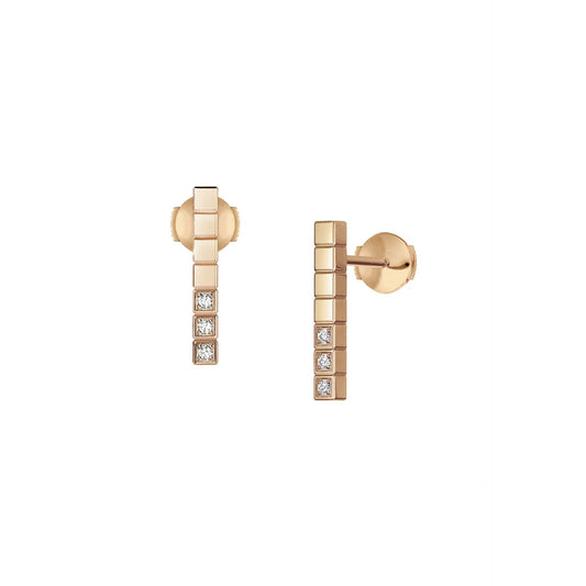 ICE CUBE EARRINGS, ETHICAL ROSE GOLD, HALF-SET DIAMONDS 837702-5002