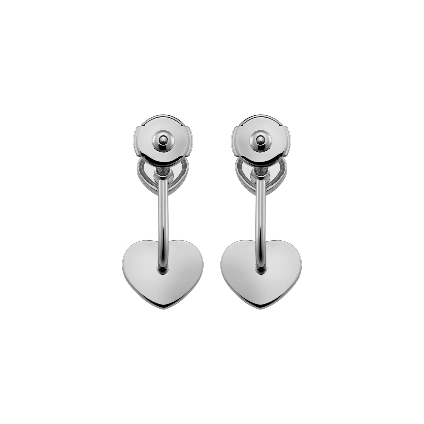 HAPPY HEARTS EARRINGS, ETHICAL WHITE GOLD, DIAMONDS, ONYX 83A082-1201