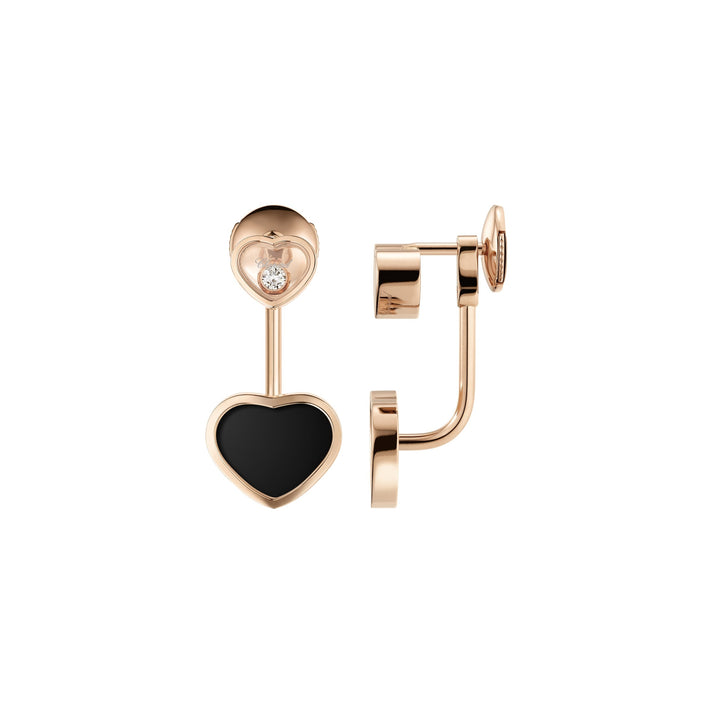 HAPPY HEARTS EARRINGS, ETHICAL ROSE GOLD, DIAMONDS, ONYX 83A082-5201