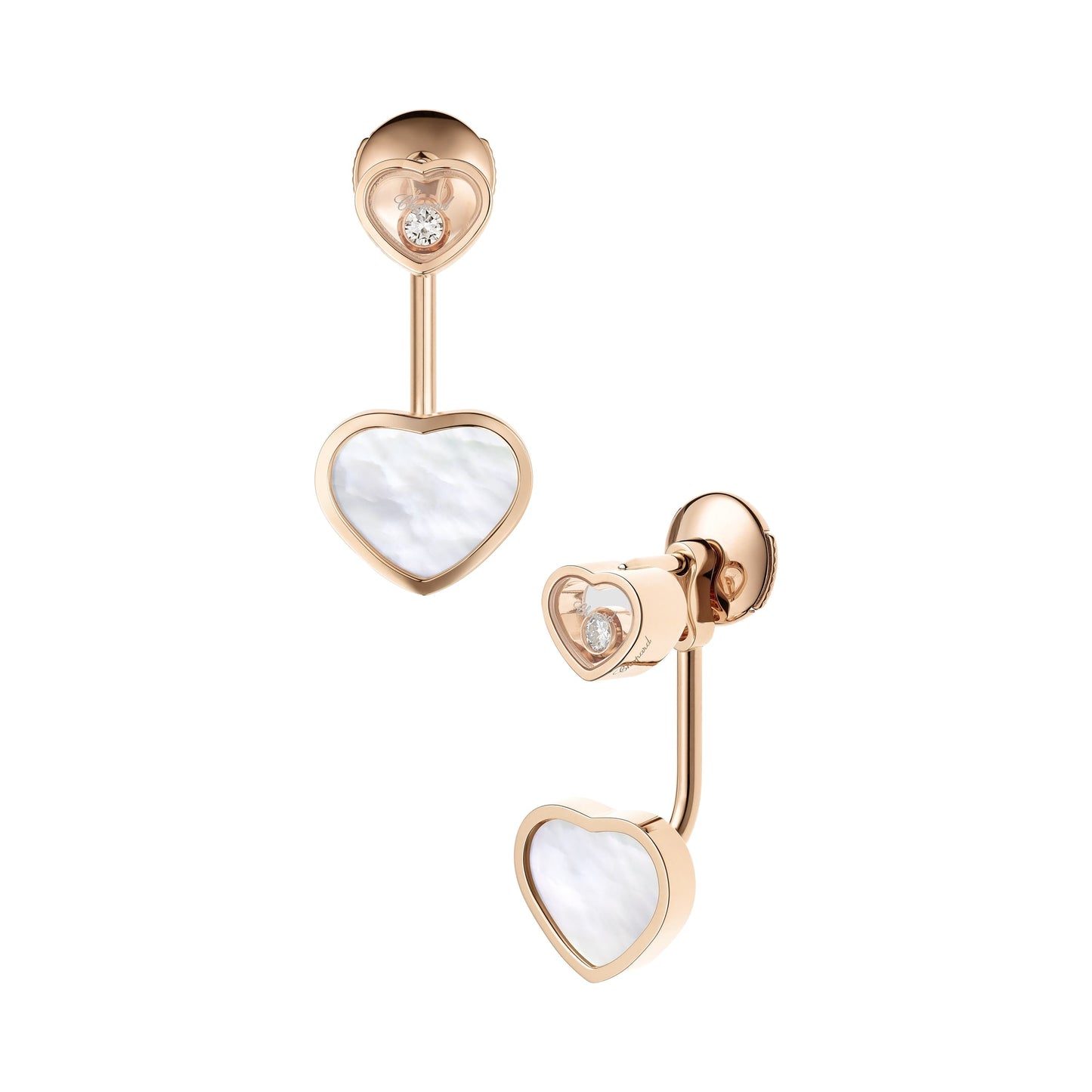 HAPPY HEARTS EARRINGS, ETHICAL ROSE GOLD, DIAMONDS, MOTHER-OF-PEARL 83A082-5301