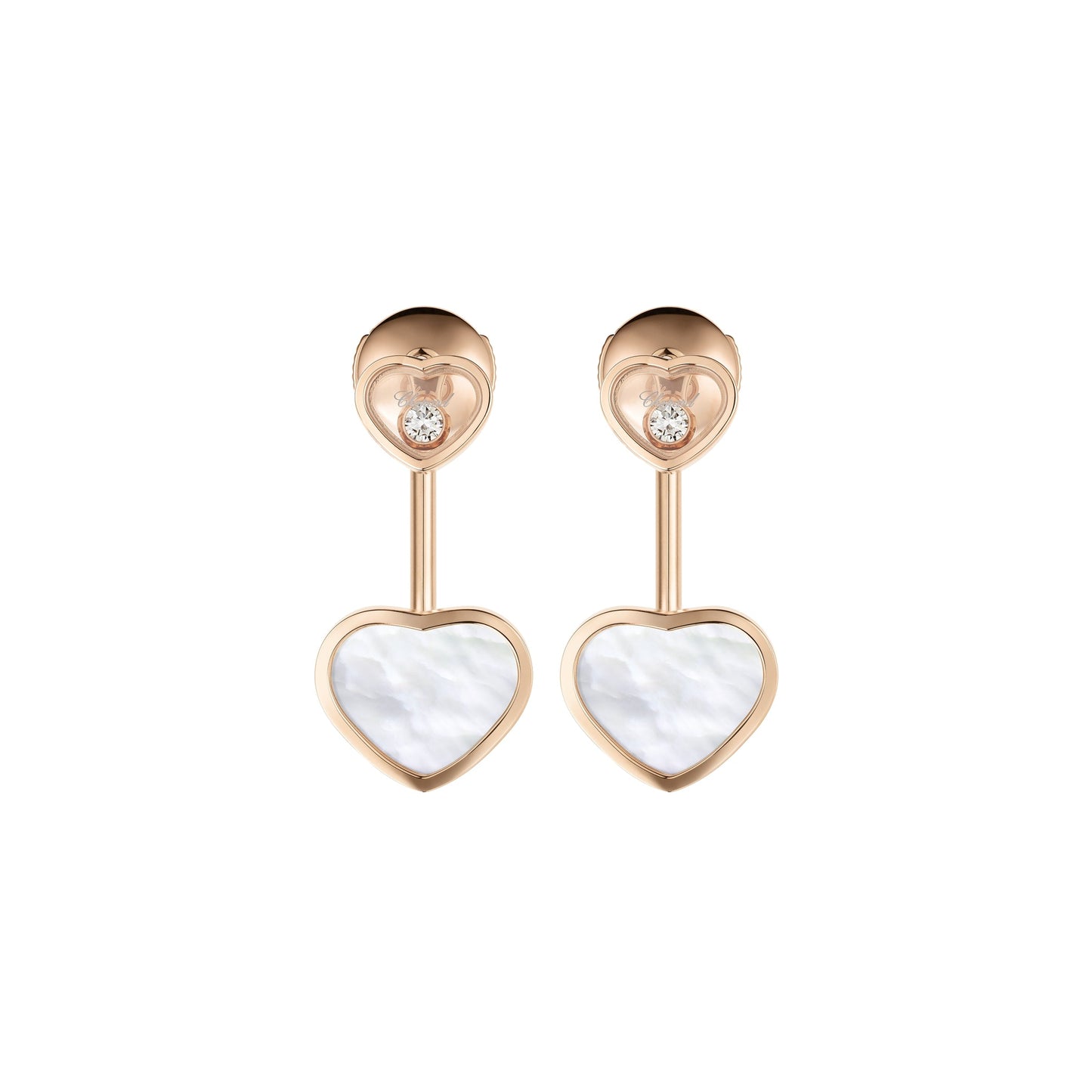 HAPPY HEARTS EARRINGS, ETHICAL ROSE GOLD, DIAMONDS, MOTHER-OF-PEARL 83A082-5301