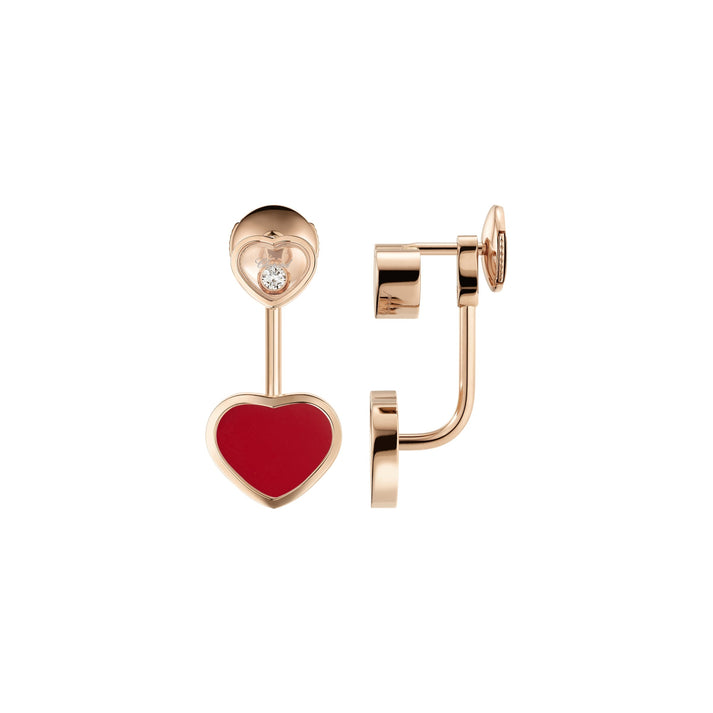 HAPPY HEARTS EARRINGS, ETHICAL ROSE GOLD, DIAMONDS, RED STONE 83A082-5801