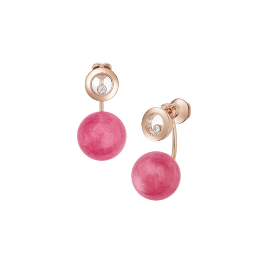 HAPPY DIAMONDS PLANET EARRINGS, ETHICAL ROSE GOLD, DIAMONDS, RHODOCHROSITE 83A619-5701