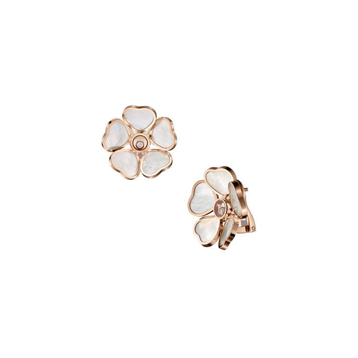 HAPPY HEARTS FLOWERS EARRINGS, ETHICAL ROSE GOLD, DIAMONDS, MOTHER-OF-PEARL 84A085-5301