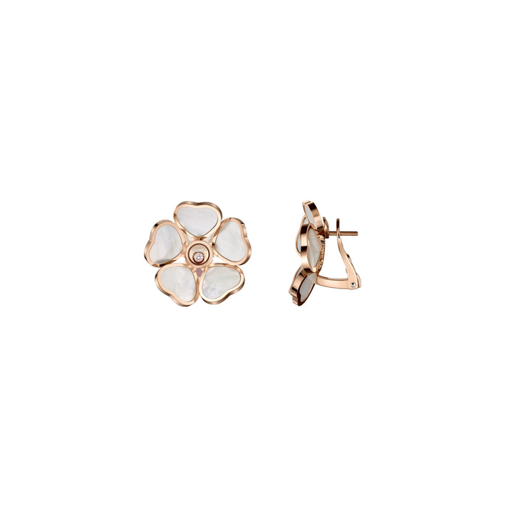 HAPPY HEARTS FLOWERS EARRINGS, ETHICAL ROSE GOLD, DIAMONDS, MOTHER-OF-PEARL 84A085-5301