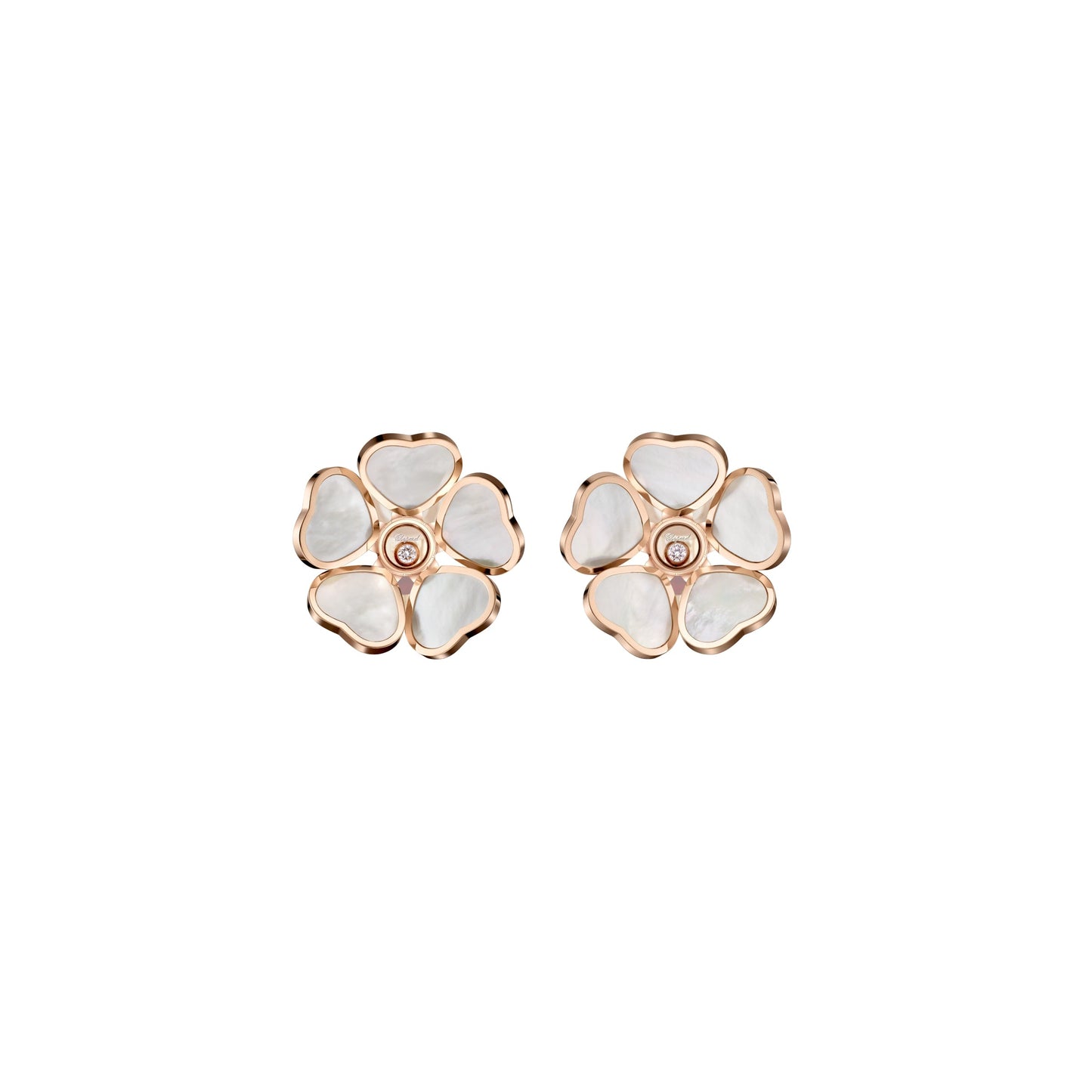 HAPPY HEARTS FLOWERS EARRINGS, ETHICAL ROSE GOLD, DIAMONDS, MOTHER-OF-PEARL 84A085-5301