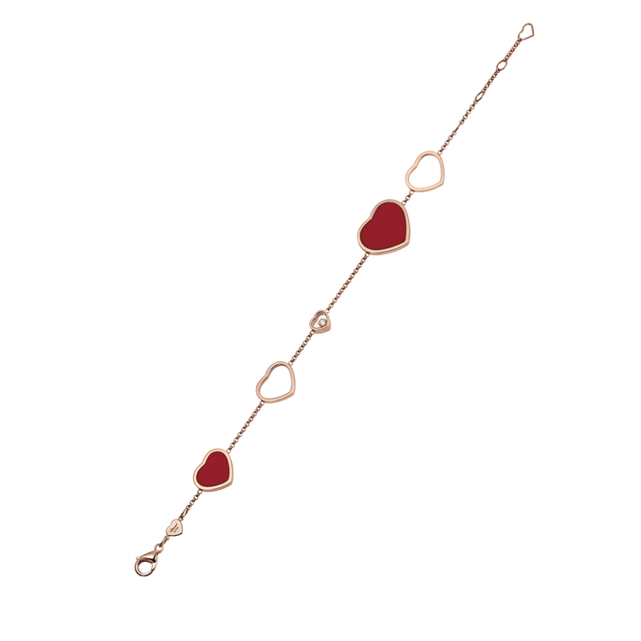 HAPPY HEARTS BRACELET, ETHICAL ROSE GOLD, DIAMOND, RED STONE 857482-5081