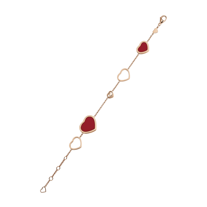 HAPPY HEARTS BRACELET, ETHICAL ROSE GOLD, DIAMOND, RED STONE 857482-5081