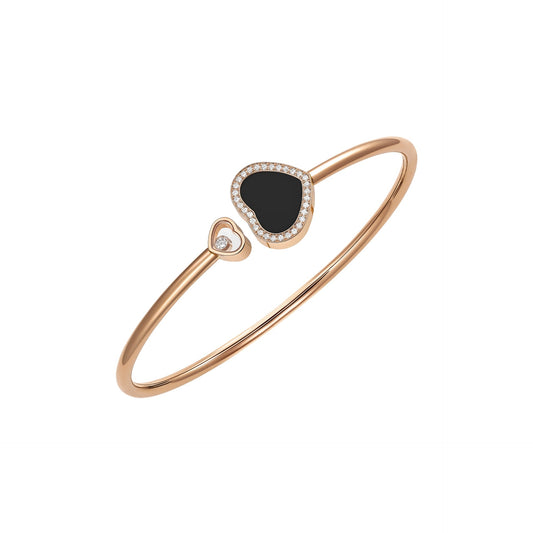 HAPPY HEARTS BANGLE, ETHICAL ROSE GOLD, DIAMONDS, ONYX 85A074-5200