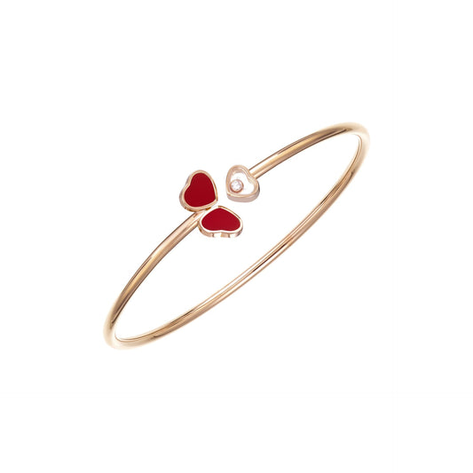 HAPPY HEARTS WINGS BANGLE, ETHICAL ROSE GOLD, DIAMOND, RED STONE 85A083-5800