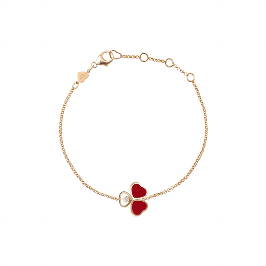 HAPPY HEARTS WINGS BRACELET, ETHICAL ROSE GOLD, DIAMOND, RED STONE 85A183-5081