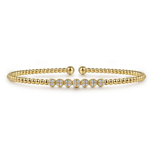 14K Yellow Gold Bujukan Bead and Cluster Diamond Bangle BG4116-62Y45JJ