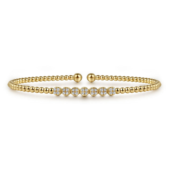 14K Yellow Gold Bujukan Bead and Cluster Diamond Bangle BG4116-62Y45JJ