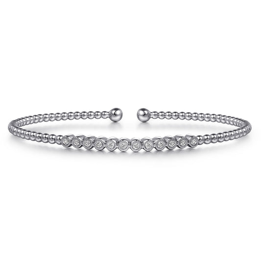 14K White Gold Bujukan Bead Diamond Bangle BG4118-62W45JJ