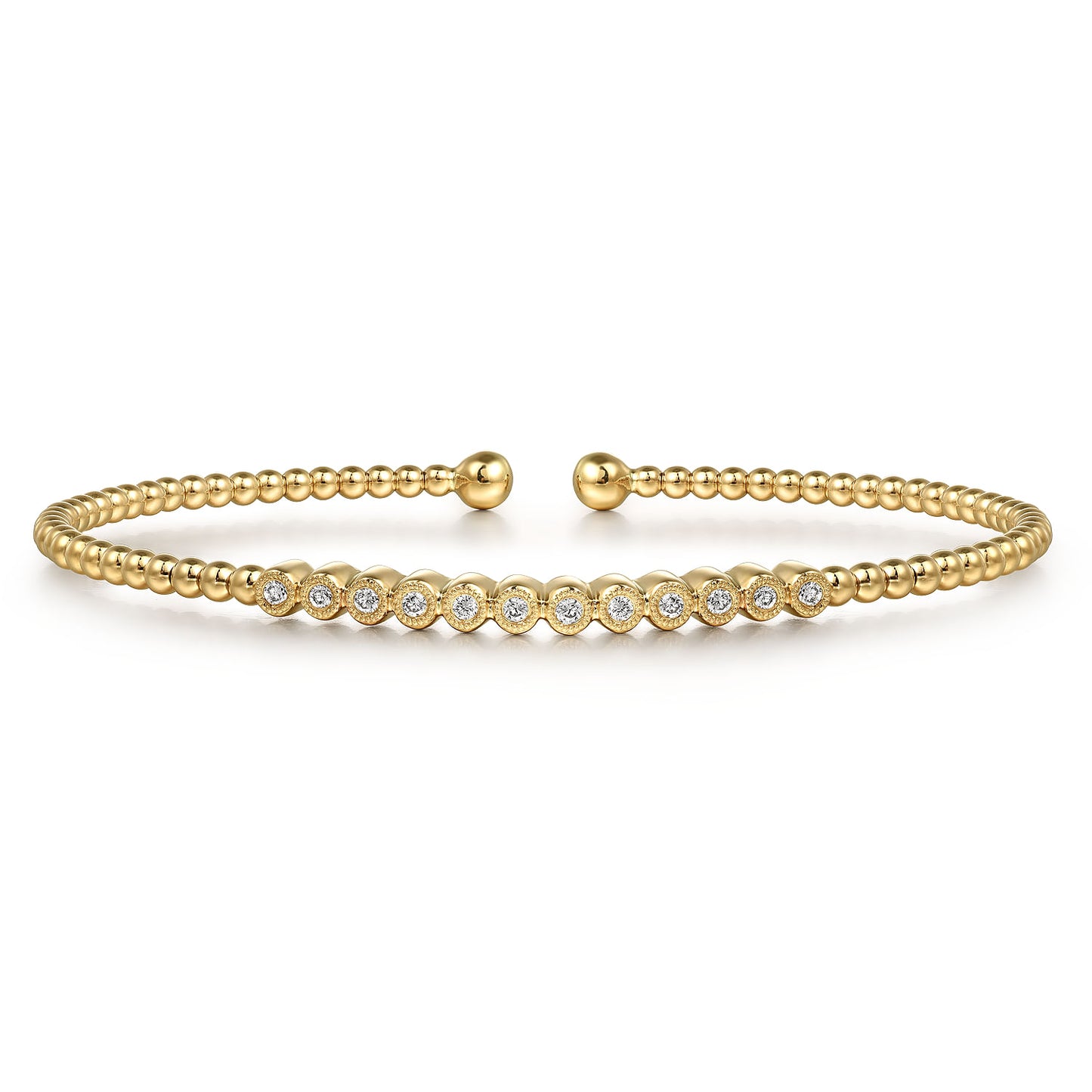 14K Yellow Gold Bujukan Bead Diamond Bangle BG4118-62Y45JJ