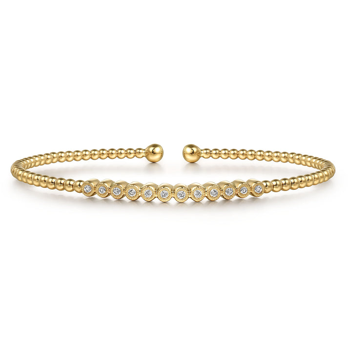 14K Yellow Gold Bujukan Bead Diamond Bangle BG4118-62Y45JJ