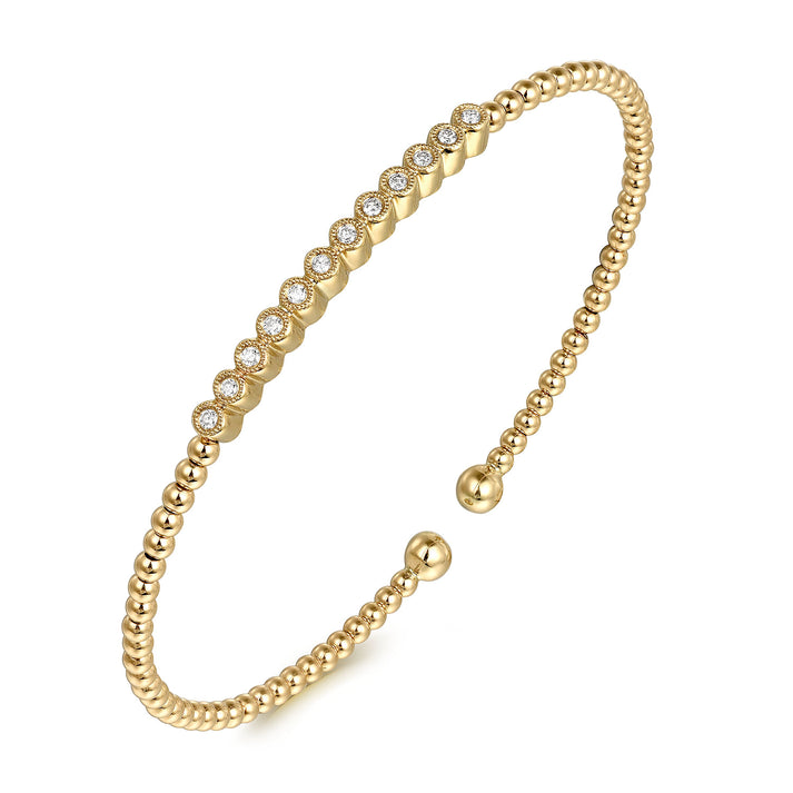 14K Yellow Gold Bujukan Bead Diamond Bangle BG4118-62Y45JJ