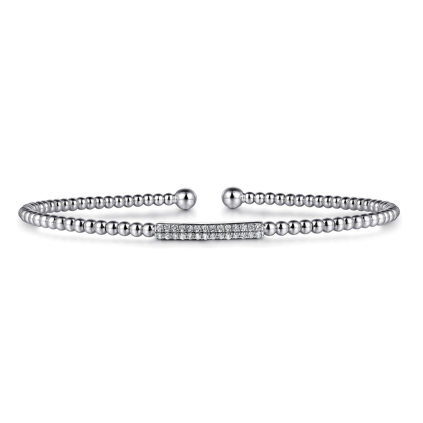 14K White Gold Bujukan Bead Bangle with Diamonds BG4119-62W45JJ