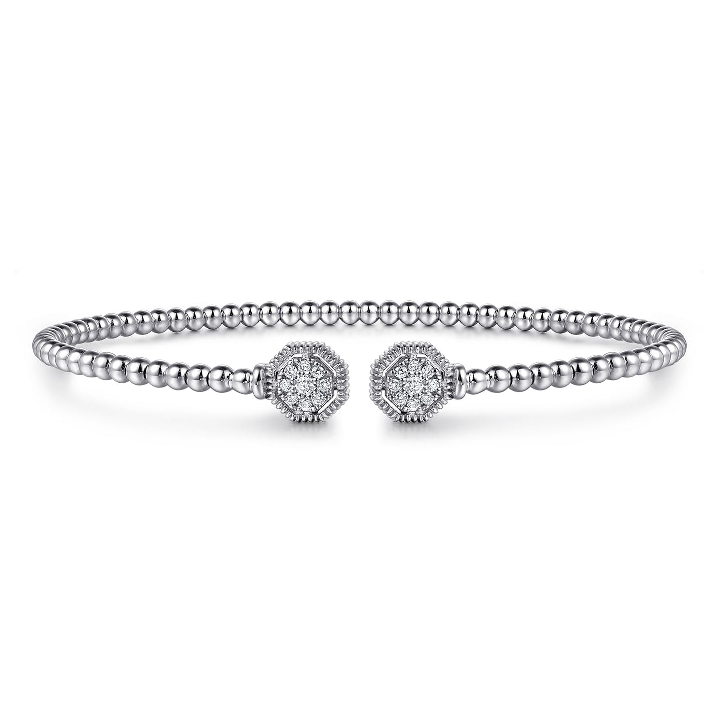 14K White Gold Bujukan Diamond Hexagon Split Bangle BG4261-62W45JJ