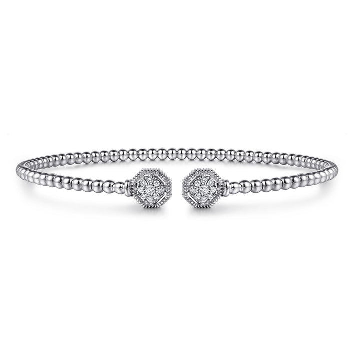 14K White Gold Bujukan Diamond Hexagon Split Bangle BG4261-62W45JJ