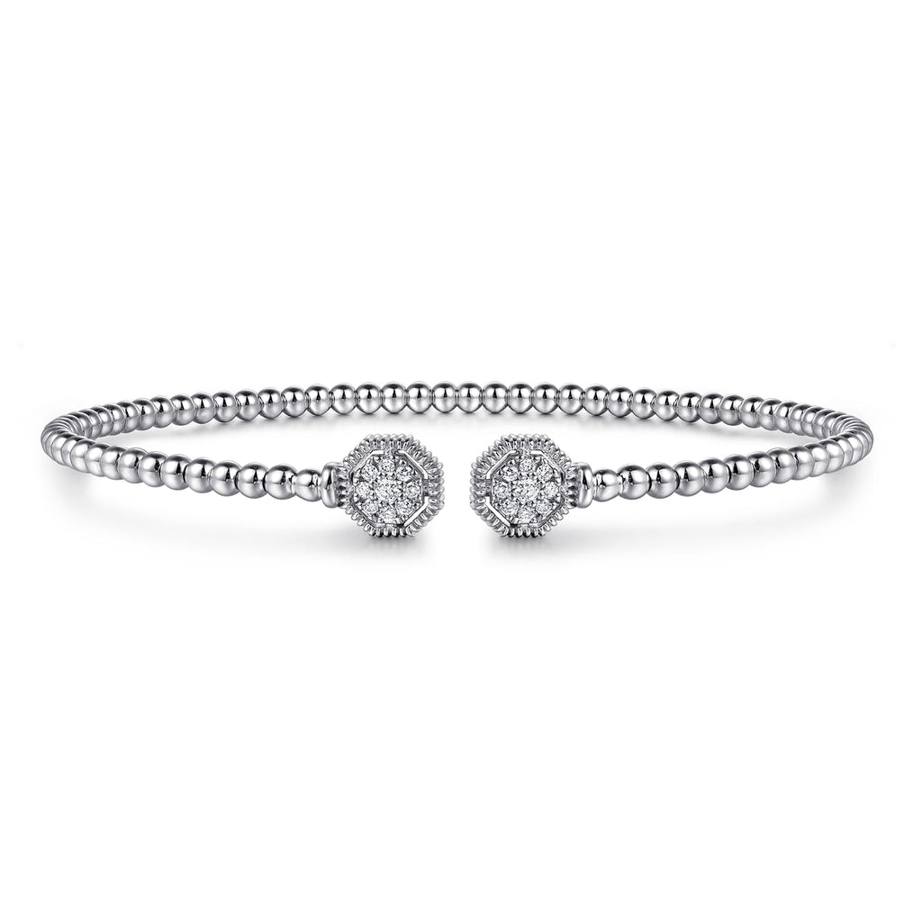 14K White Gold Bujukan Diamond Hexagon Split Bangle BG4261-62W45JJ