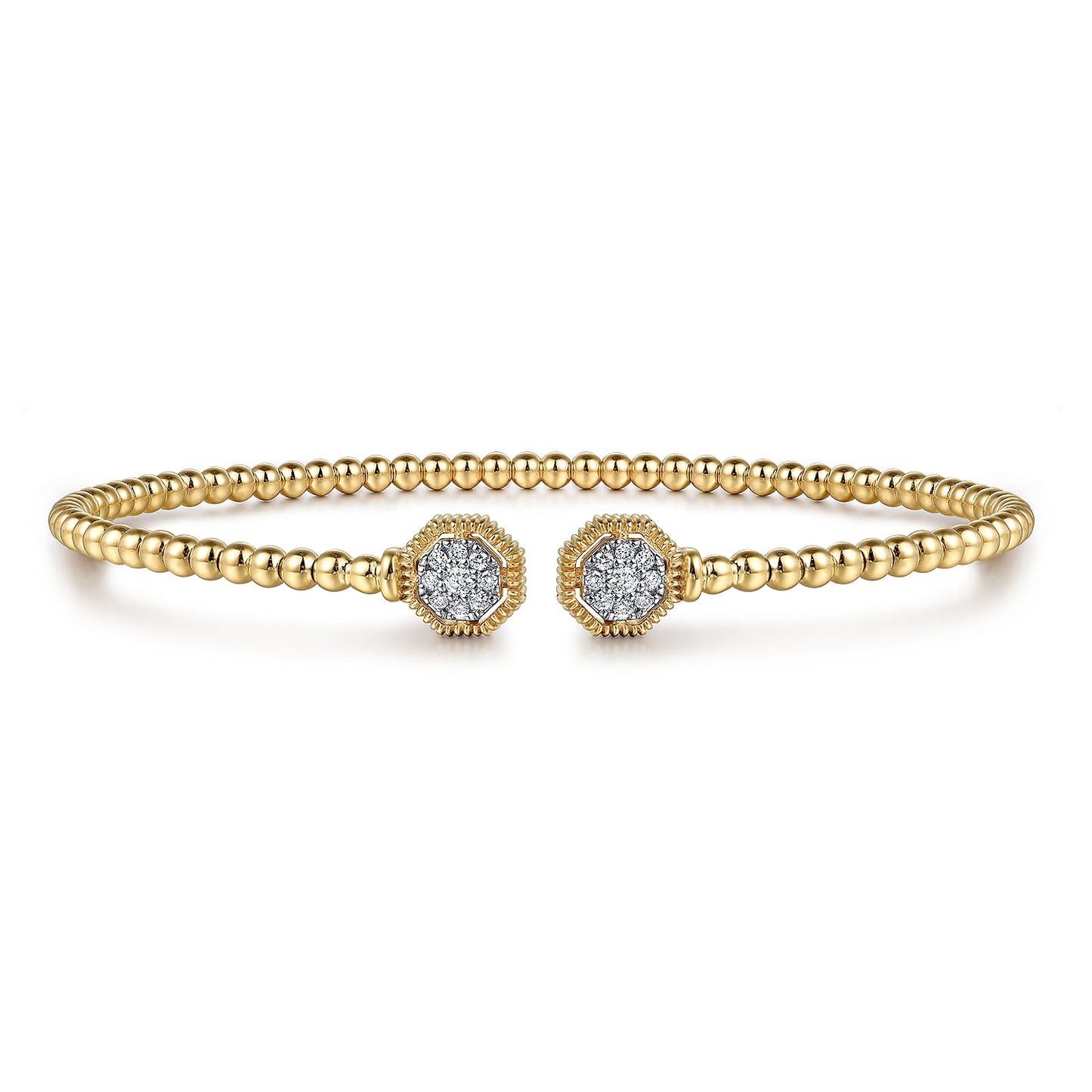 14K Yellow Gold Bujukan Diamond Hexagon Split Bangle BG4261-62Y45JJ