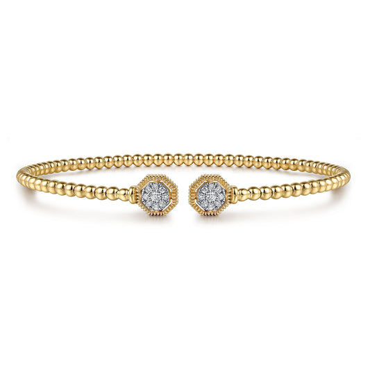 14K Yellow Gold Bujukan Diamond Hexagon Split Bangle BG4261-62Y45JJ