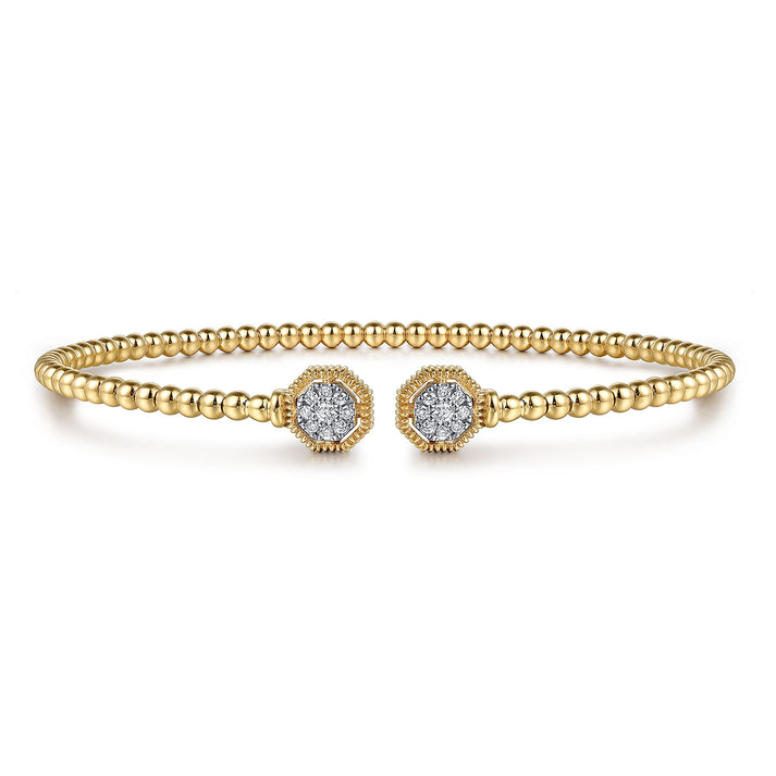 14K Yellow Gold Bujukan Diamond Hexagon Split Bangle BG4261-62Y45JJ
