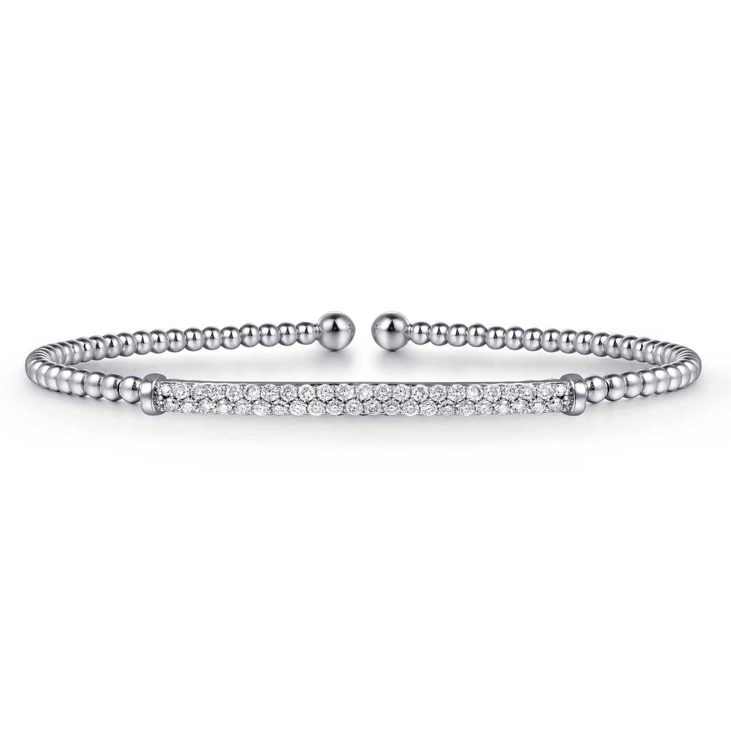 14K White Gold Bujukan Diamond Bar Split Bangle BG4262-62W45JJ