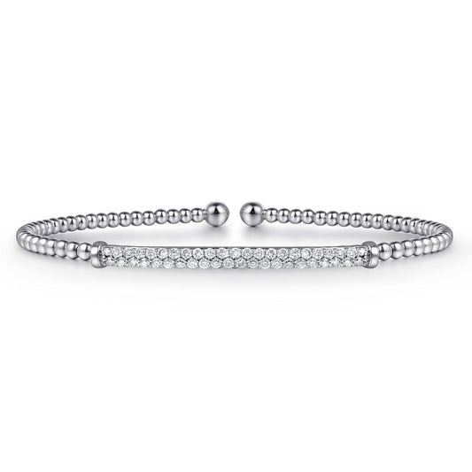 14K White Gold Bujukan Diamond Bar Split Bangle BG4262-62W45JJ