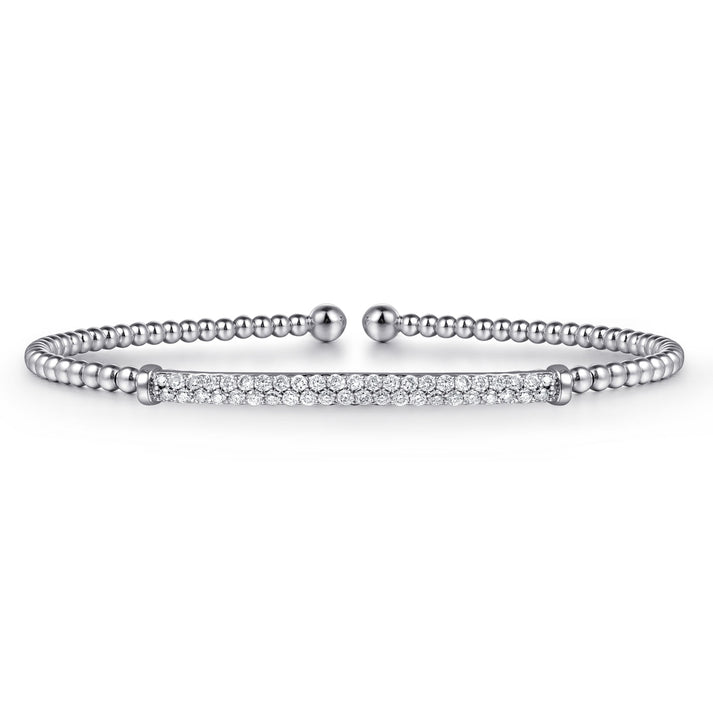 14K White Gold Bujukan Diamond Bar Split Bangle BG4262-62W45JJ