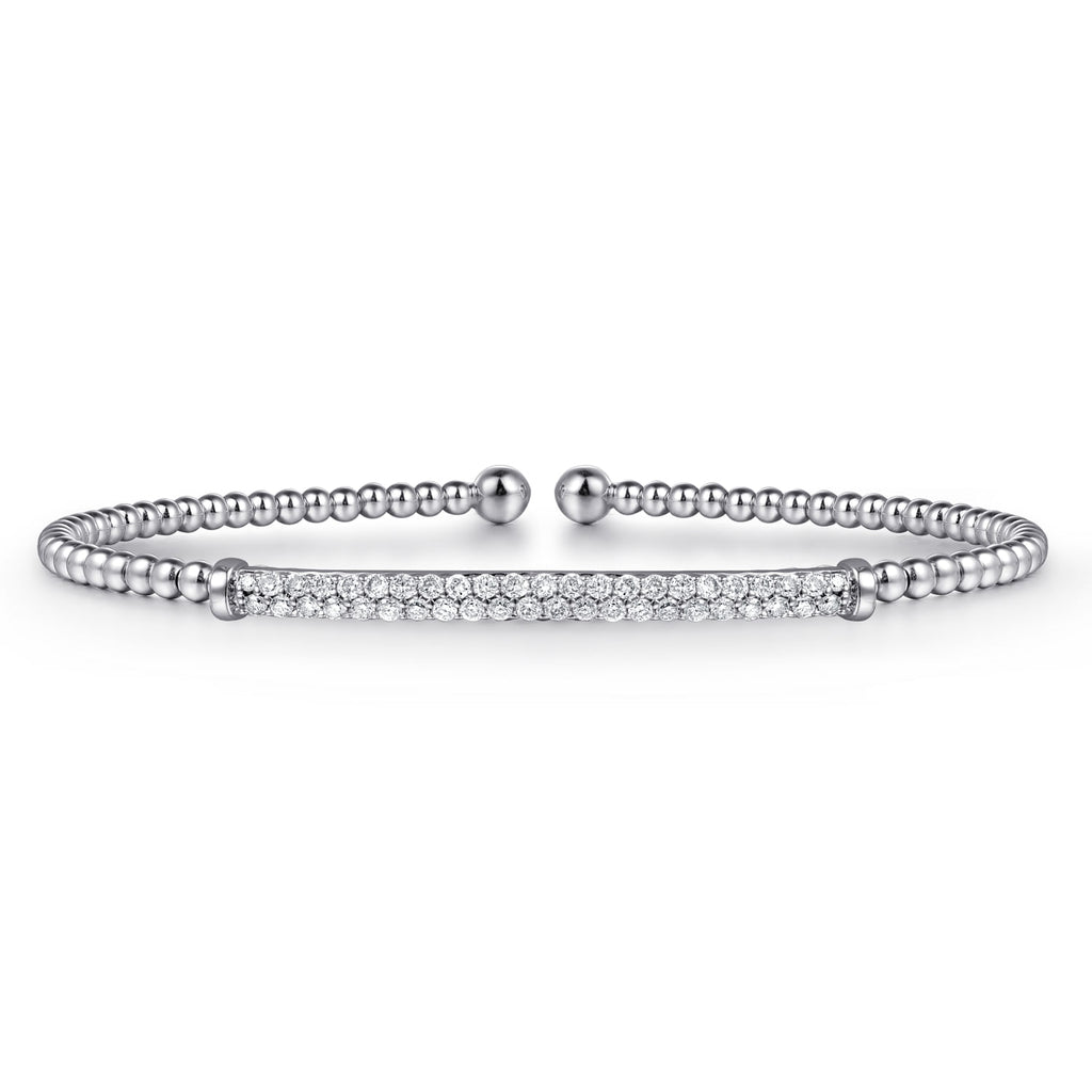 14K White Gold Bujukan Diamond Bar Split Bangle BG4262-62W45JJ