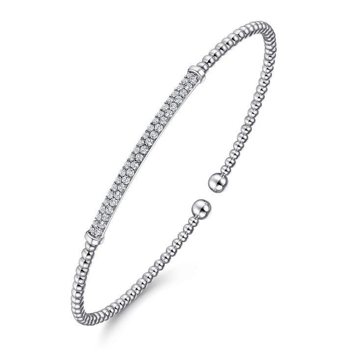 14K White Gold Bujukan Diamond Bar Split Bangle BG4262-62W45JJ