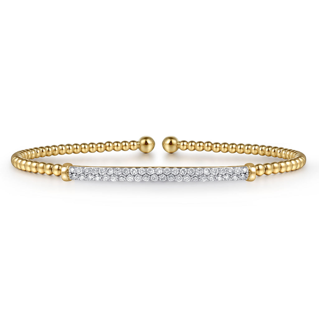 14K Yellow Gold Bujukan Diamond Bar Split Bangle BG4262-62Y45JJ