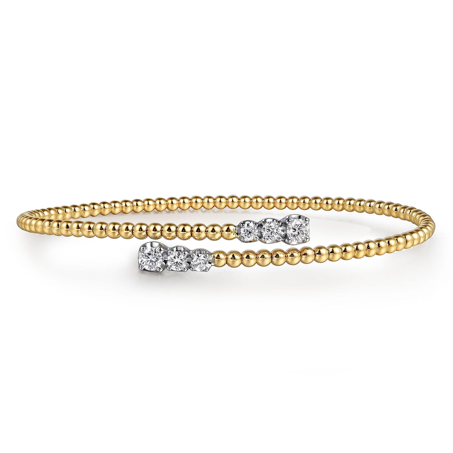 14K White-Yellow Gold Bujukan Graduating Diamond Bypass Bangle  BG4278-62M45JJ