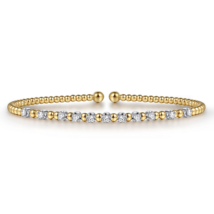 14K White-Yellow Gold Bujukan Diamond Split Bangle  BG4279-62M45JJ