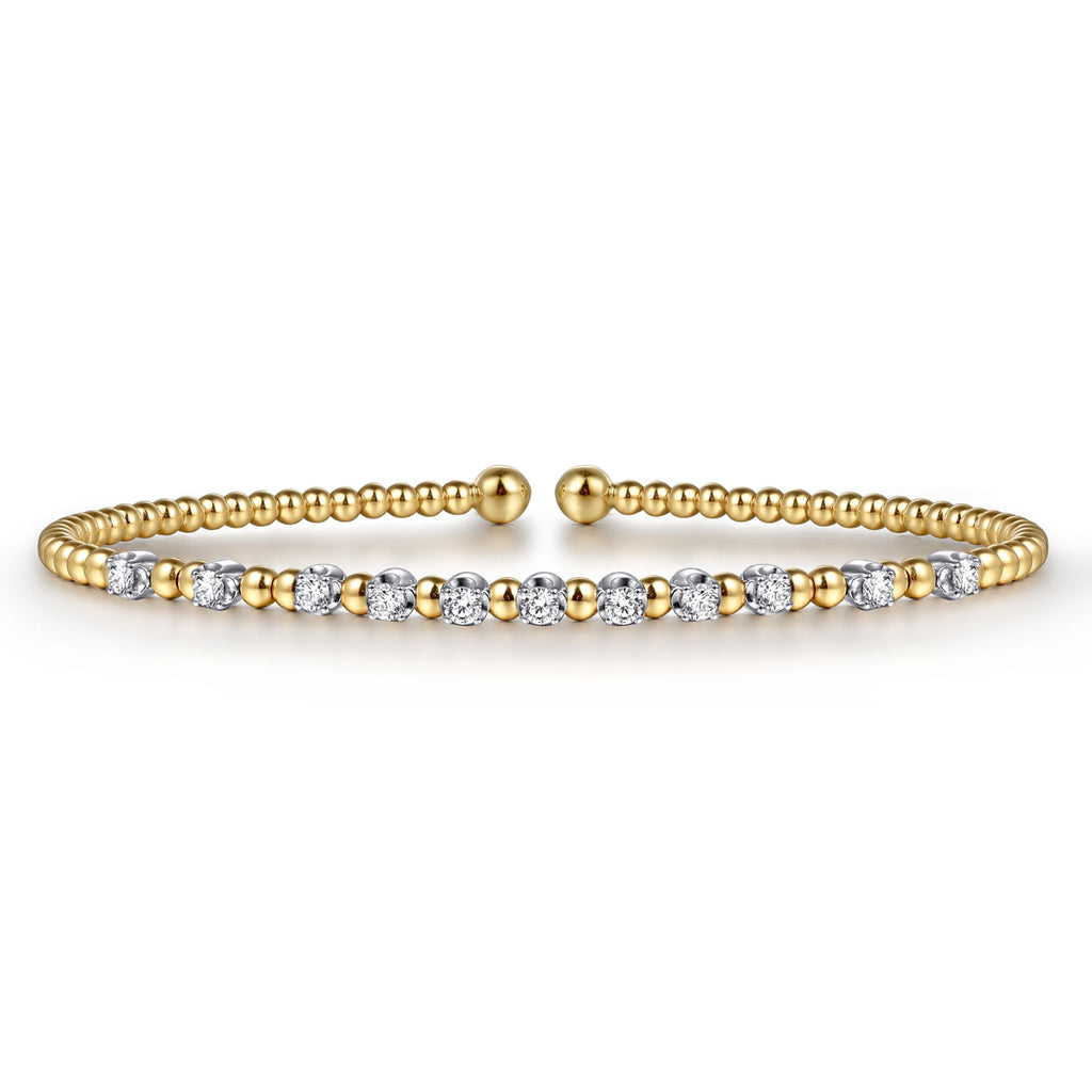 14K White-Yellow Gold Bujukan Diamond Split Bangle  BG4279-62M45JJ
