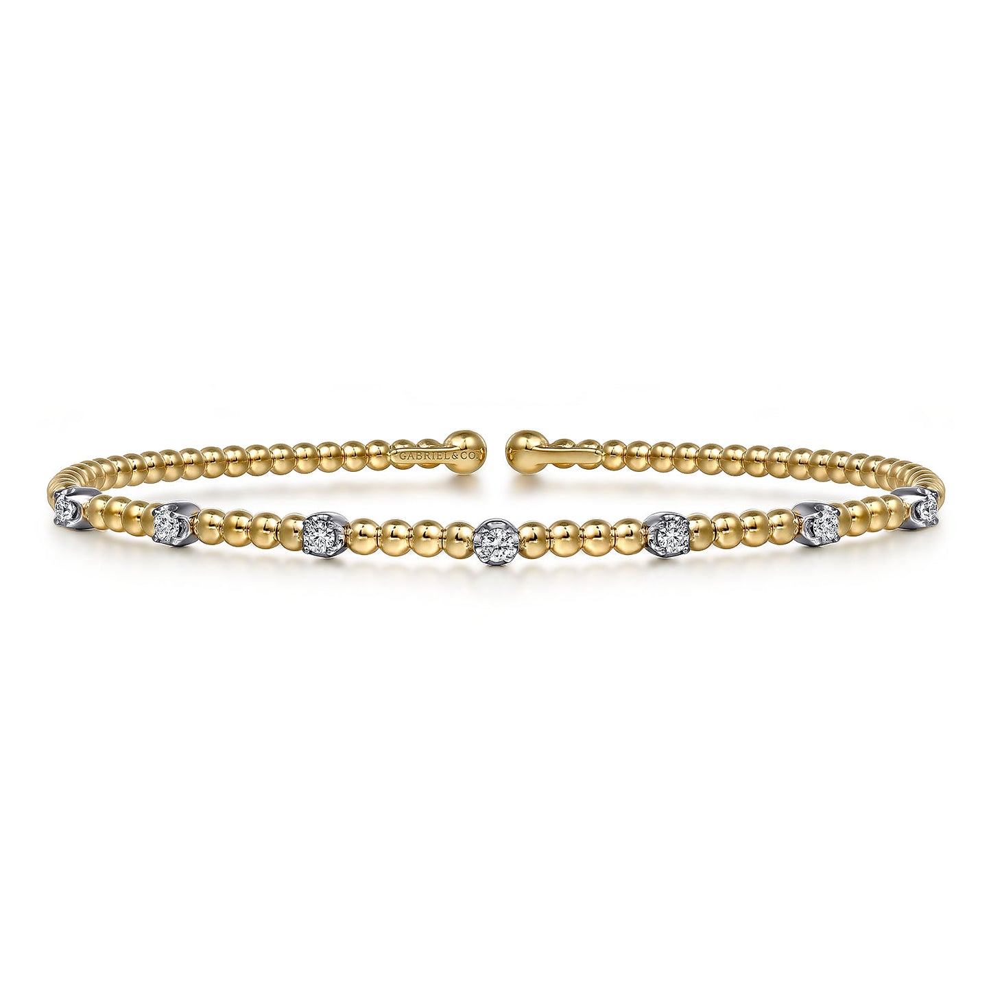 14K White-Yellow Gold Bujukan Diamond Stations Bangle  BG4436-62M45JJ