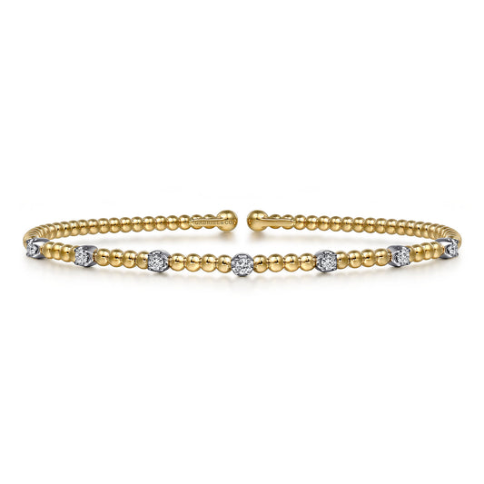 14K White-Yellow Gold Bujukan Diamond Stations Bangle  BG4436-62M45JJ