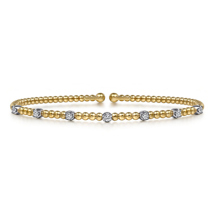 14K White-Yellow Gold Bujukan Diamond Stations Bangle  BG4436-62M45JJ